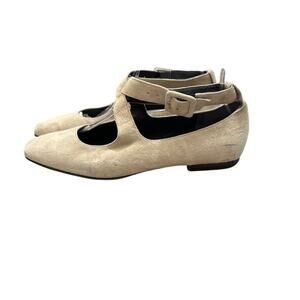 Vintage YSL Suede Ankle Wrap Flats Shoes Size 5.5
